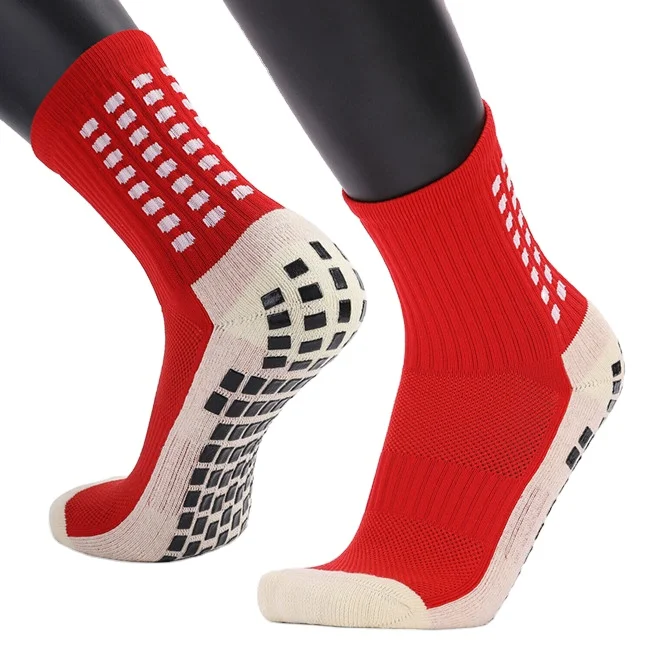 Custom 100% Cotton whole custom grip socks football socks, Non Slip Grip Pads sports grip soccer socks men