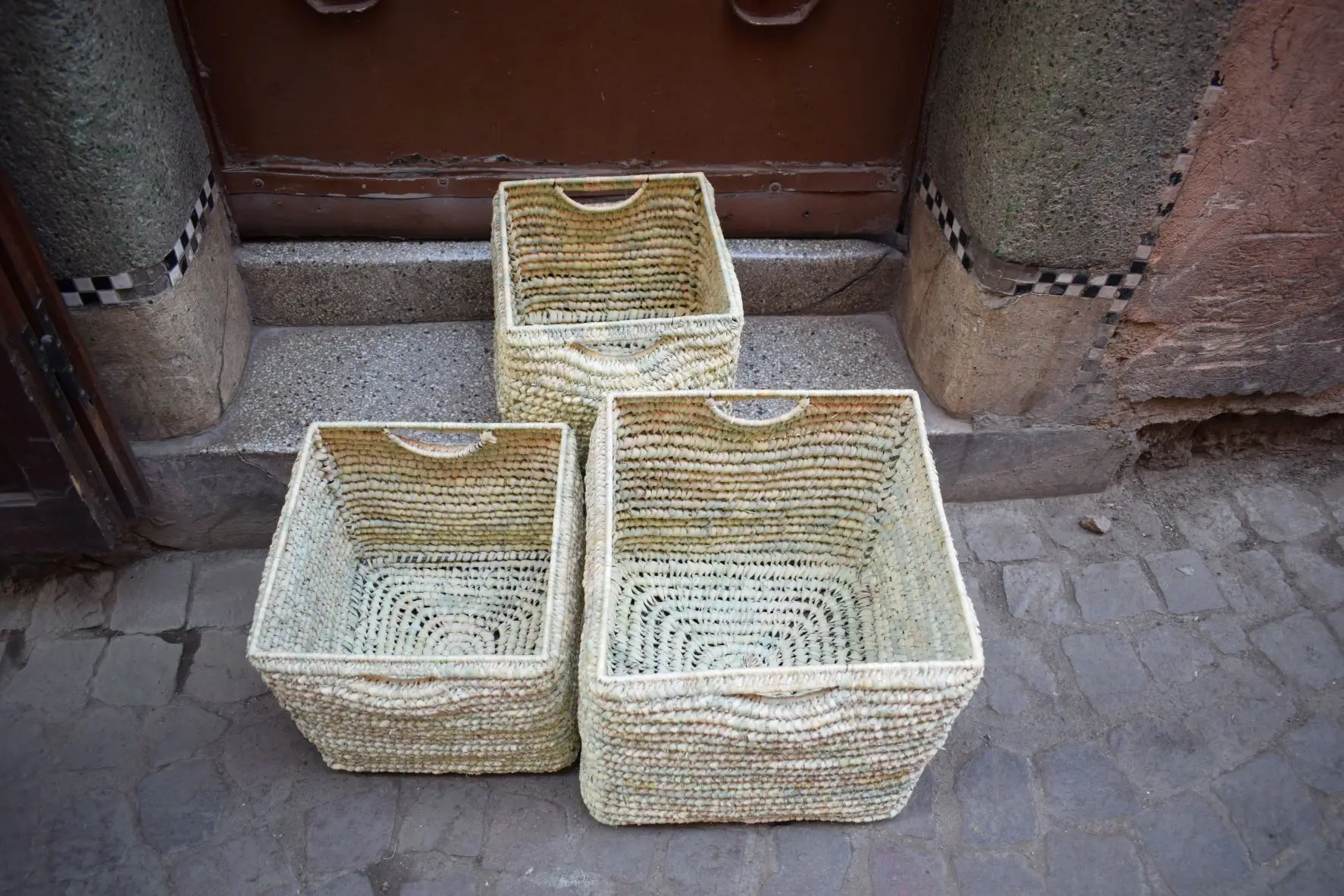 Palm leaves storage baskets
