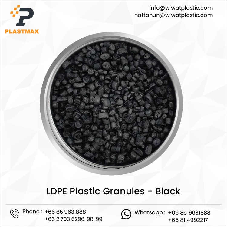 Thailand Wholesale Black Color LDPE Raw Materials Low Density Plastic Clean Washed Recycled Virgin Granules