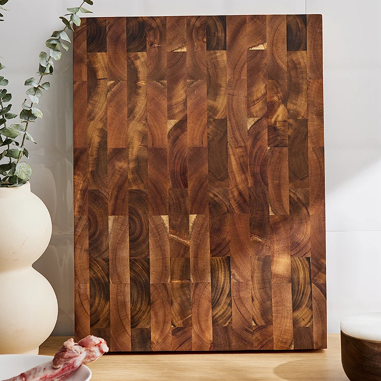 Custom Logo Heavy Duty Extra Large Kitchen Acacia Wood End Grain Butcher Block Chopping Cutting Board