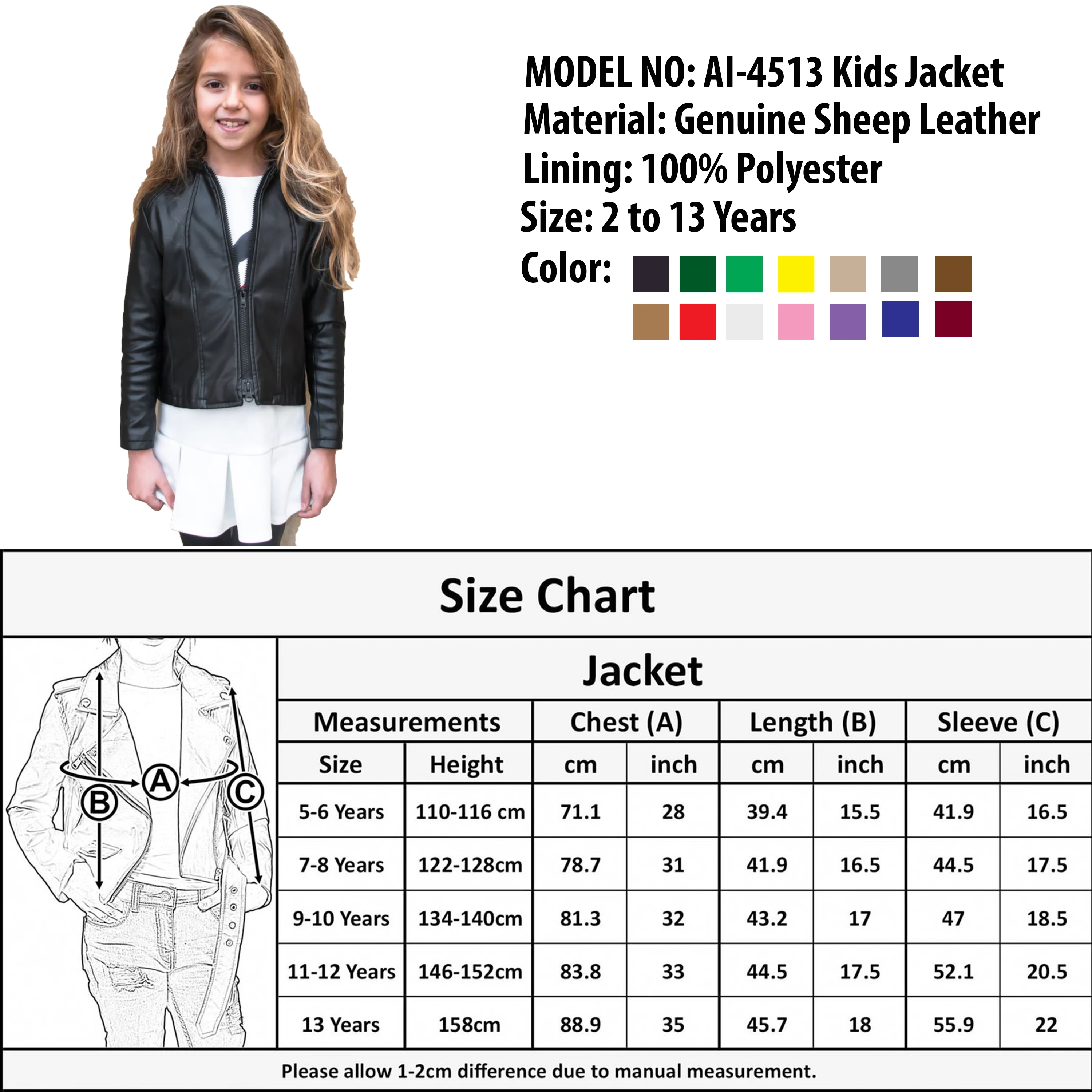 Baby Girl Winter Coats and Jackets Children Buttons Fall Winter Leather Jacket for Kids Boy and Girl