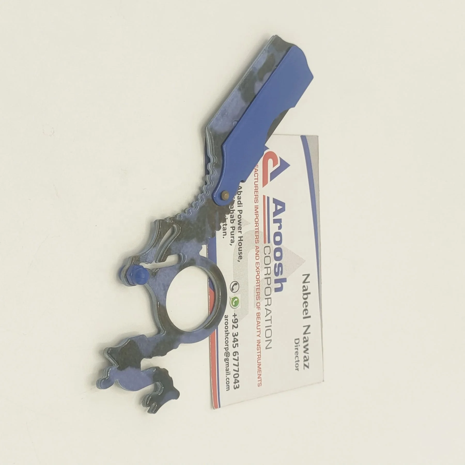 Wholesale Solid Stainless Steel Custom Logo Professional Blue With Black Barber Finger Razor