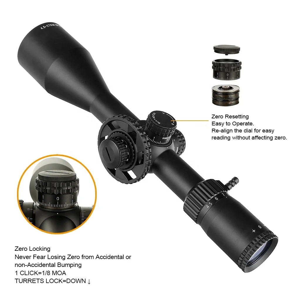 YSC 1/10 Click Value 4.5-27X56 SFIR Optic Scope Long Range ShockProof Tactical Hunting Sights