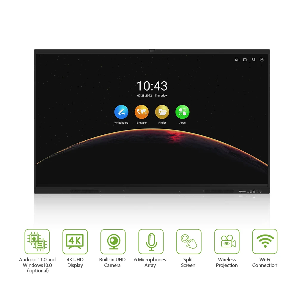 Popular finger multi touch screen smart LCD display meeting electronic  4k Ultra Hd 65 Panel digital interactive Whiteboard