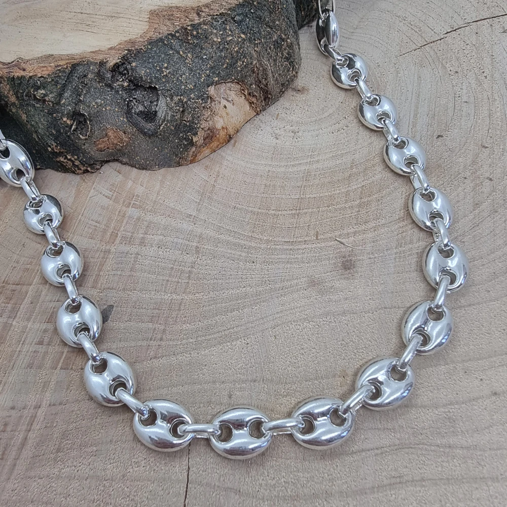 925 Sterling Silver Sailor Men Jewellery Coffee Bean Necklace Women Unisex Link Chain Wholesale Mens Jewelry Trendy Hot Sale