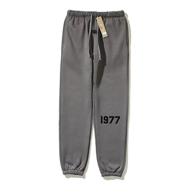 22ss High Street FOG Double Thread 1977 Flocking Printing Sweatpants for Men and Women Hip Hop Leggings Pants