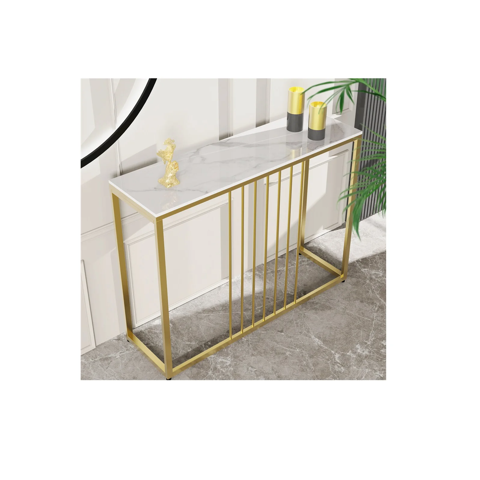 Hot Selling Modern New Look aluminium leaf design Table Round Black/Gold Metal Top Sofa Side Table for home decorations