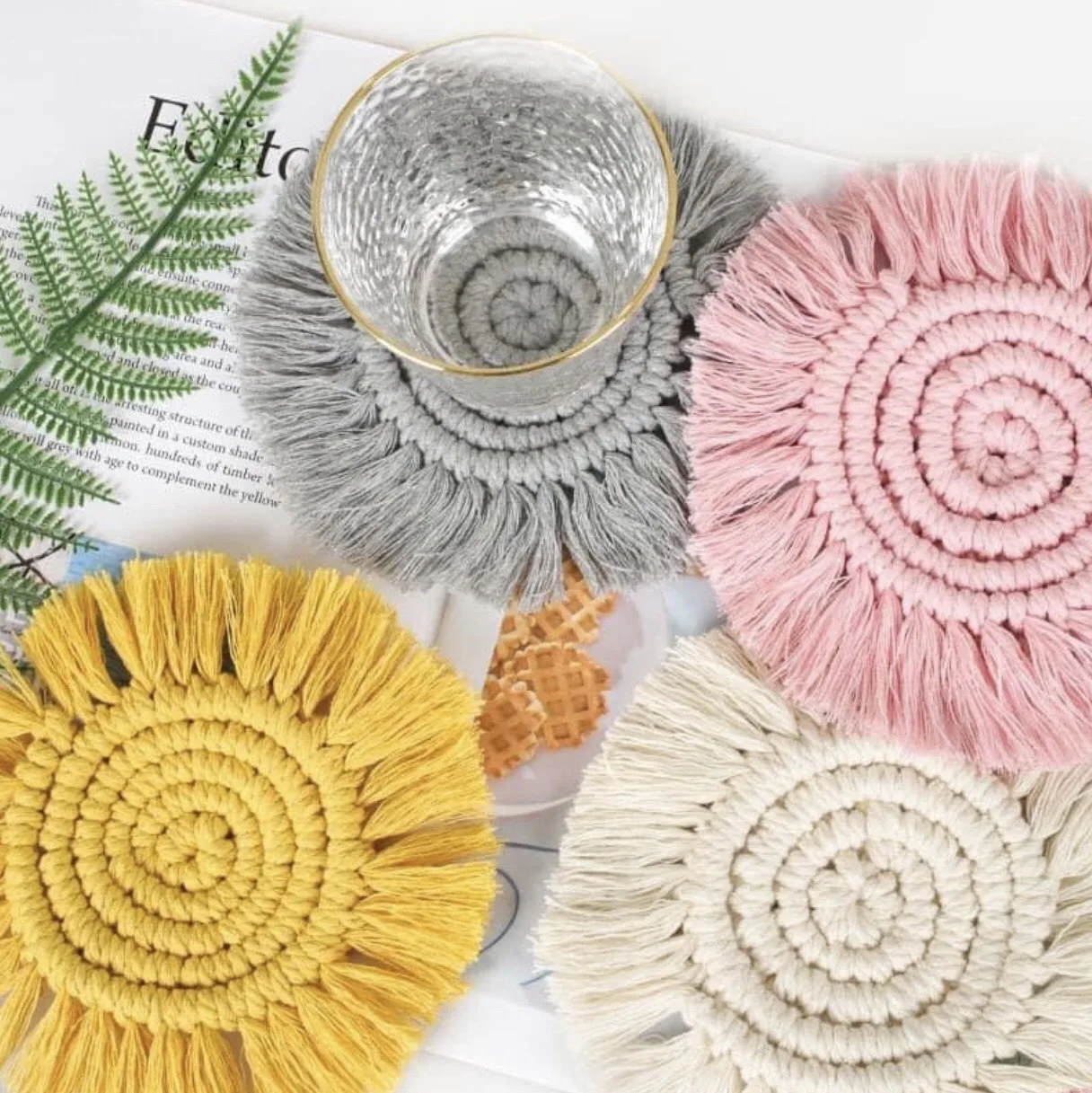 CHEAPEST Handmade Boho Macrame Coasters For Dining Table Home Decor