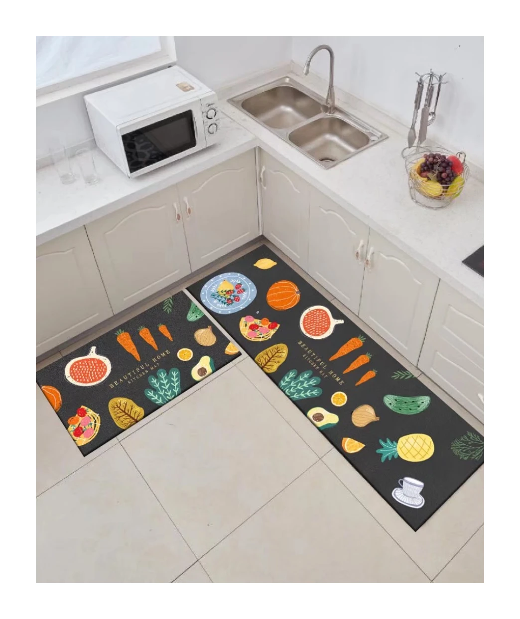 Custom kitchen carpet 2 Pieces Microfiber Moroccan Trellis Non-Slip Soft Kitchen Mat Chinese manufacture