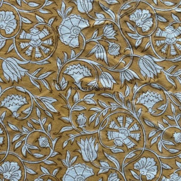 Hand Block Print Cotton Cambric 60X60 Running Fabric Traditional Jaipuri Print Cotton Fabric
