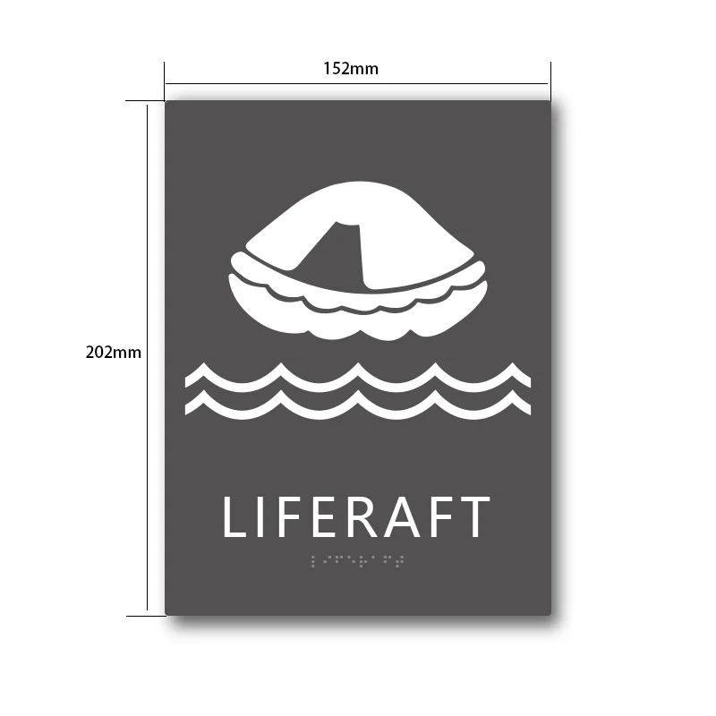 Cruise Ada signage- life raft Braille sign ADA signs for Life-saving equipment