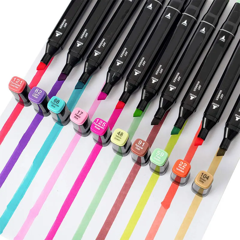 80 Color Marker Pen With Double Head Design Ink Quick Drying Non Fading Bright Alcohol Marker For Children Adults Coloring