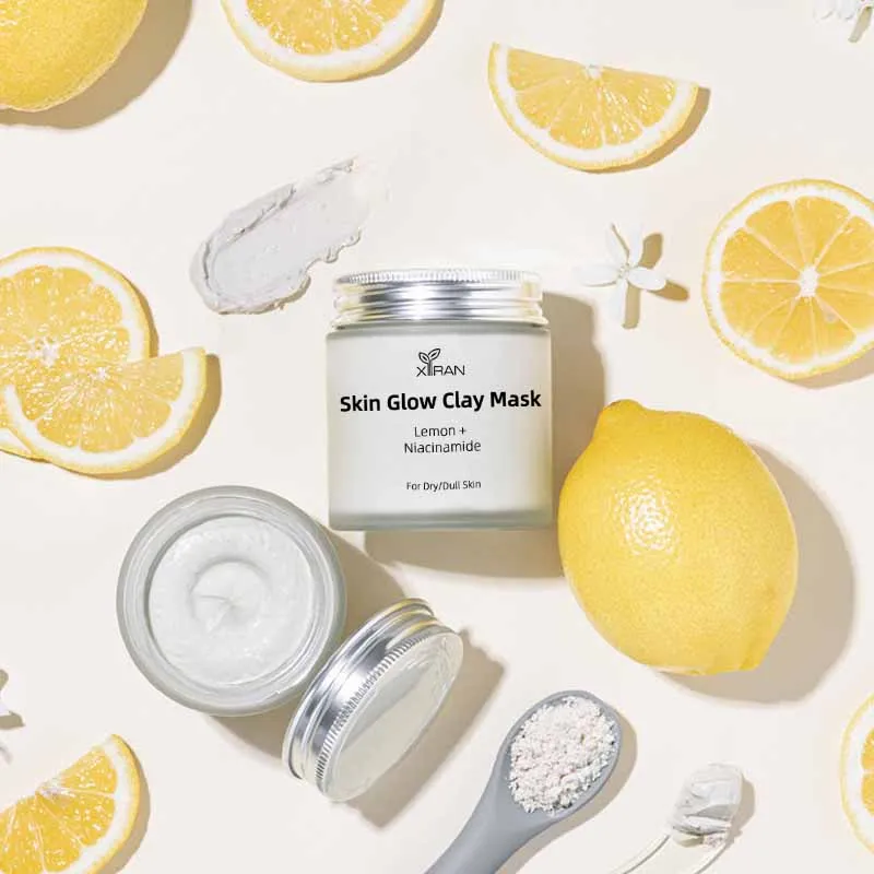 Custom Logo Lemon & 1% Niacinamide Skin Glow Wash Off Pack Clay Mask Skin Brightening Clay Facial Mask Private Label