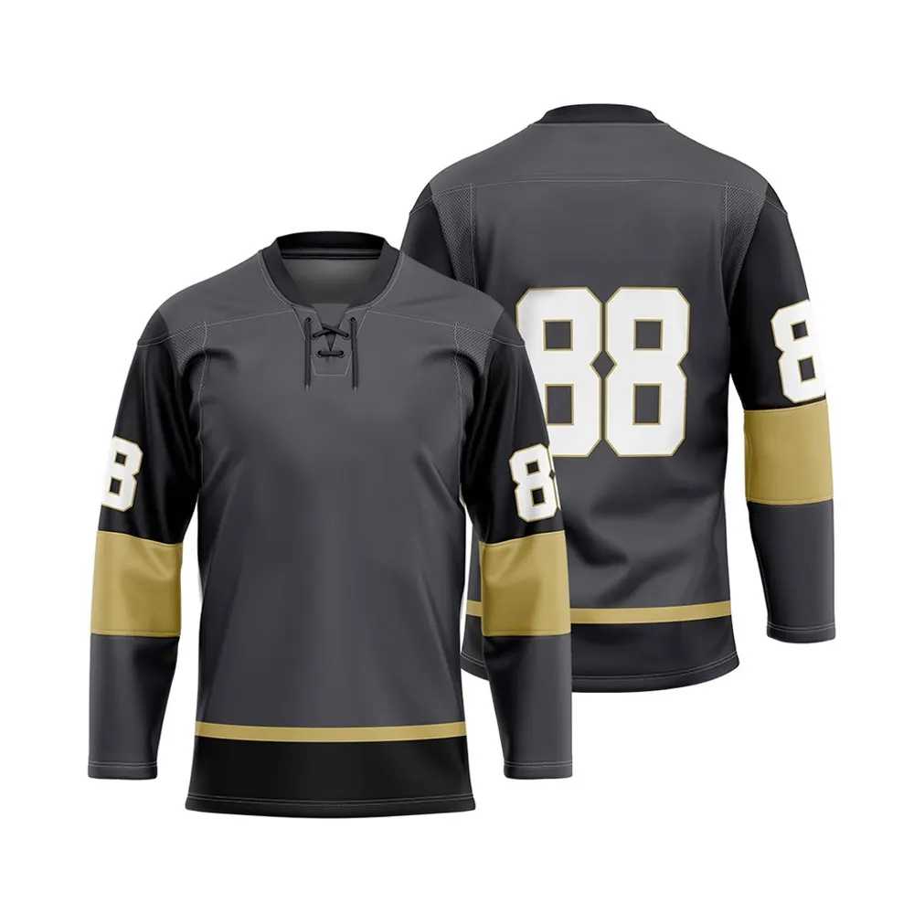 High quality vintage custom embroidered long sleeve custom unisex  hockey uniform