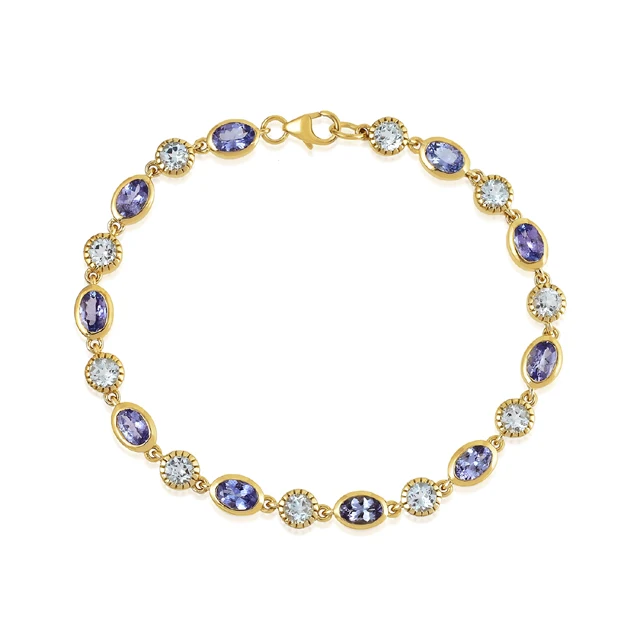 High quality gemstone jewelry 18K gold plated peridot multi bracelet 925 sterling silver jewelry