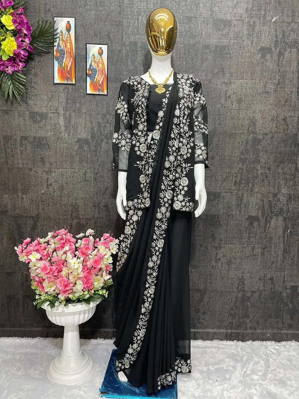 New Party Wear Sarees With Koti Heavy Embroidery Work Saree Indian Sarees for Wedding and Home Wear at Wholesale Price