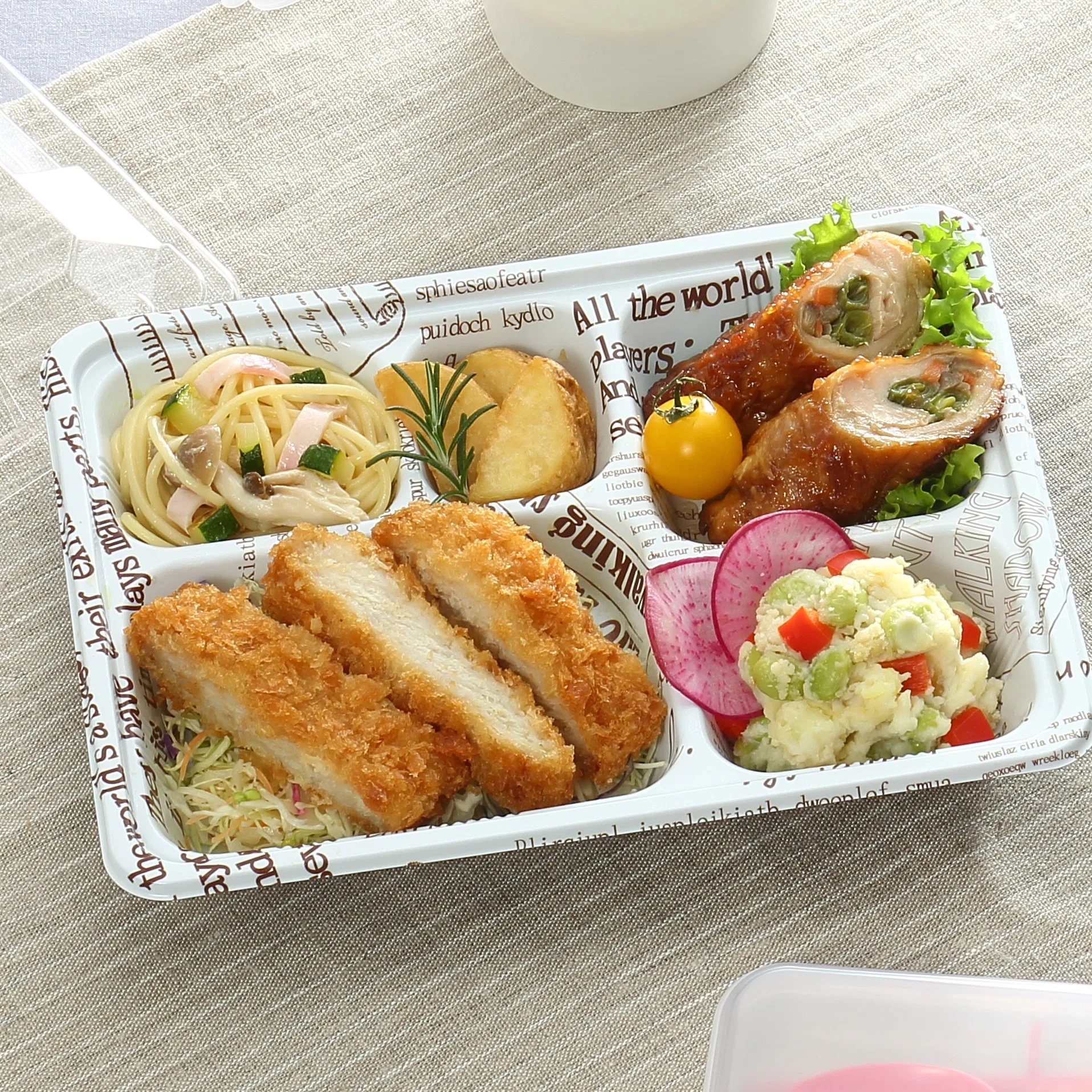 5 compartments Bento Box Storage Boxes & Bins Food Container Rectangle Take Away , Delivery Japan Style 800 Pieces PPF