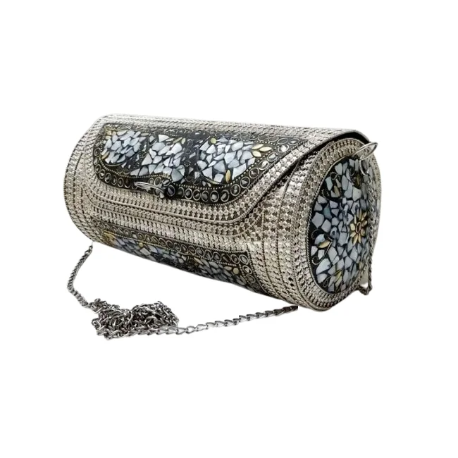 Latest Design Handcraft Resin Women/Girl Clutch Ethnic Metal purse Mosaic Clutch wallet Resin Clutch bag by RF Crafts