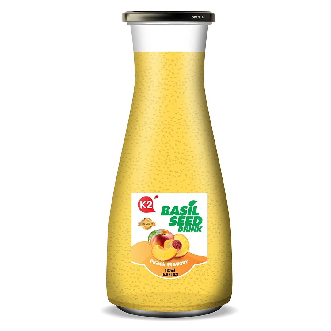 180 290 500ml Basil Seed Peach Juice Drink Good Price For Export Fresh Beverage Hot Brand Manufacturer Best Selling Chia Drink