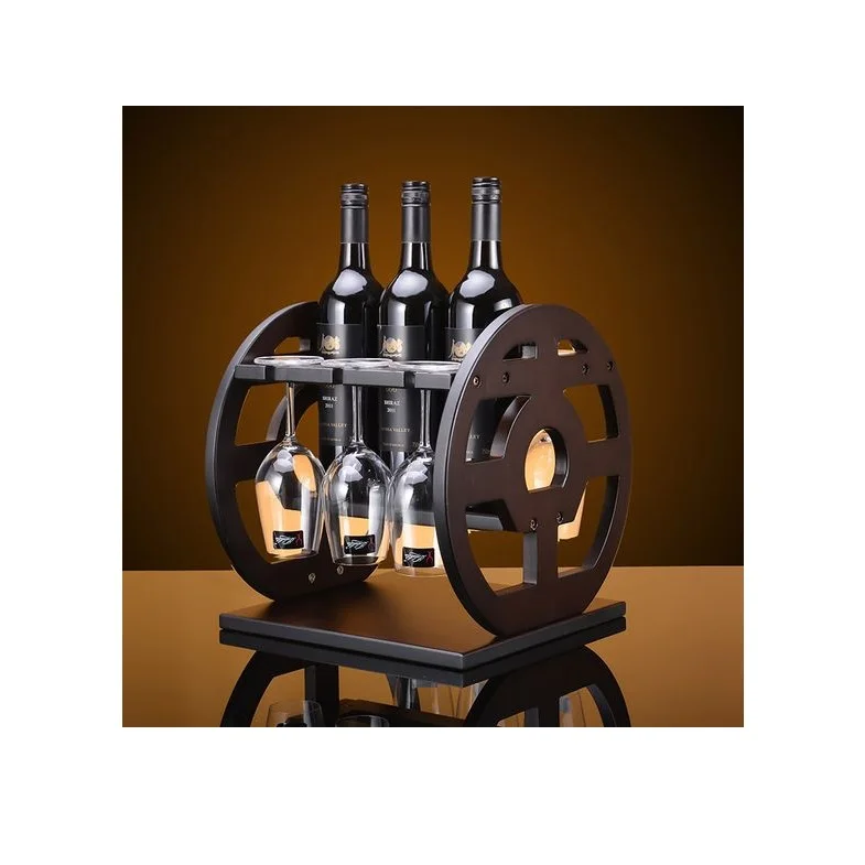 5 Bottle Wine Rack Black Metal Wall Mounted Storage Holder Shelf Kitchen and mini bar decoration