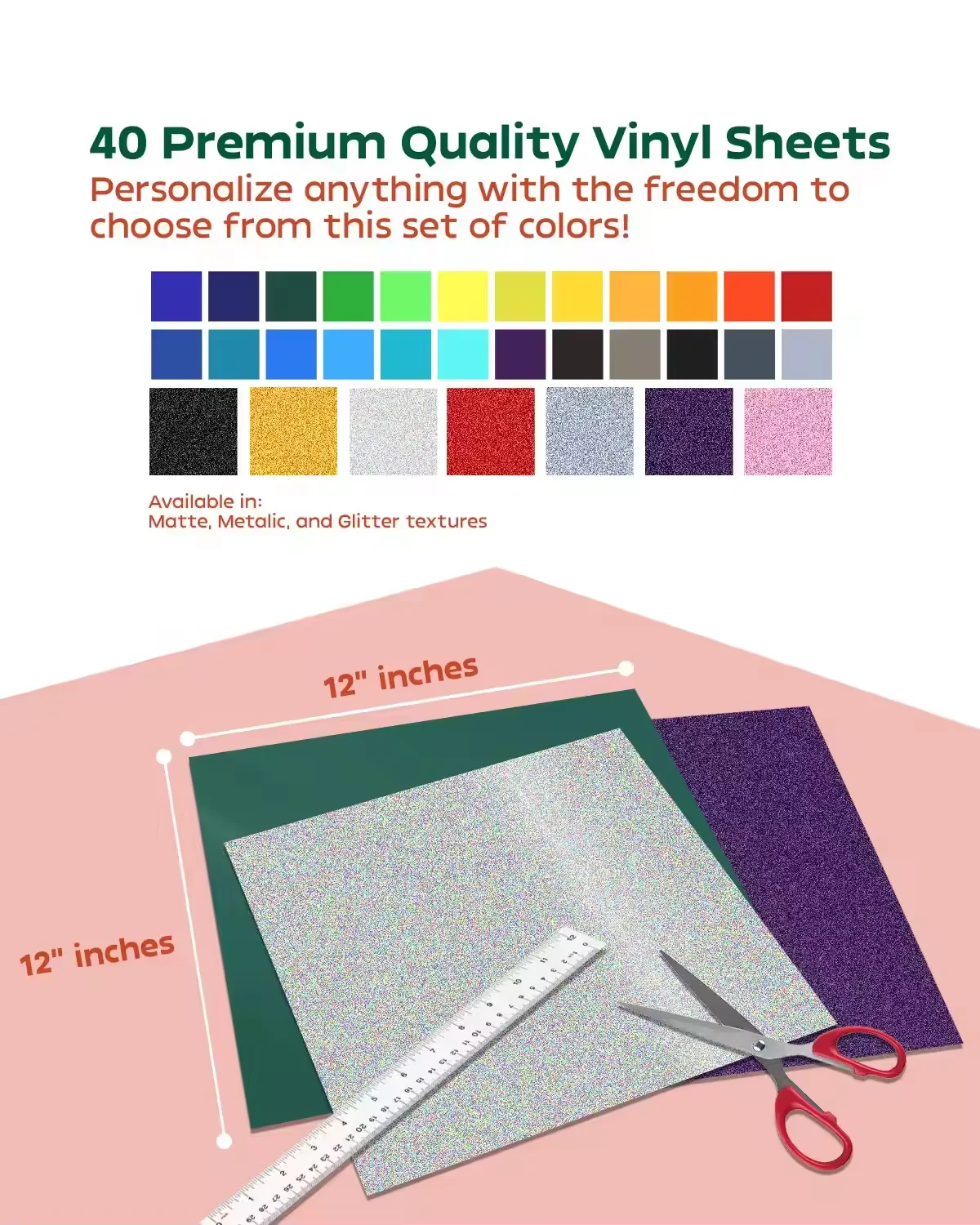 Permanent Vinyl Sheets for Cricut 12x12 Inches Assorted Colors High-Quality Adhesive Pack