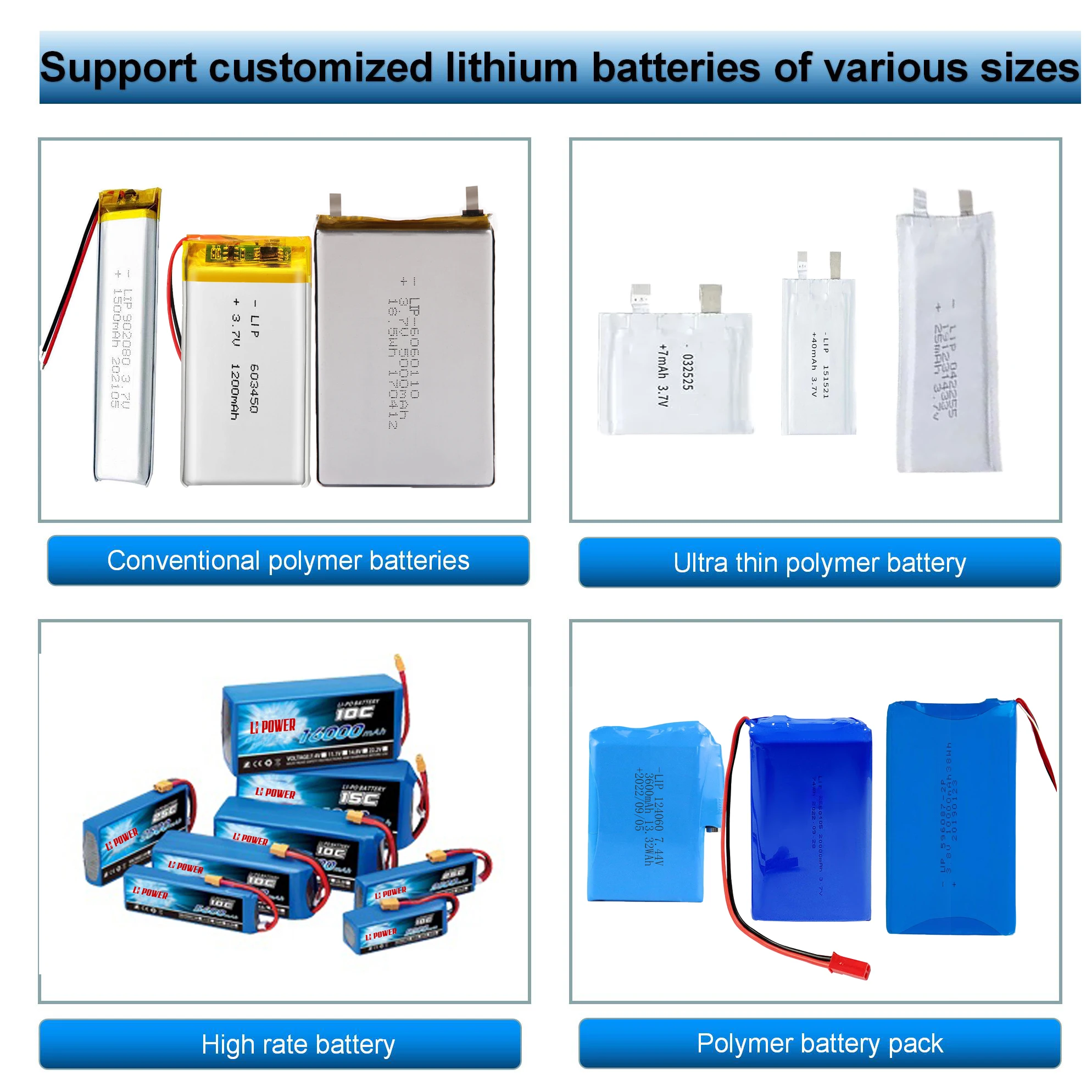 cheap li-polymer 3.7v 1.85wh 500mah 510mah 502060 hlipo battery li ion rechargeable lithium battery