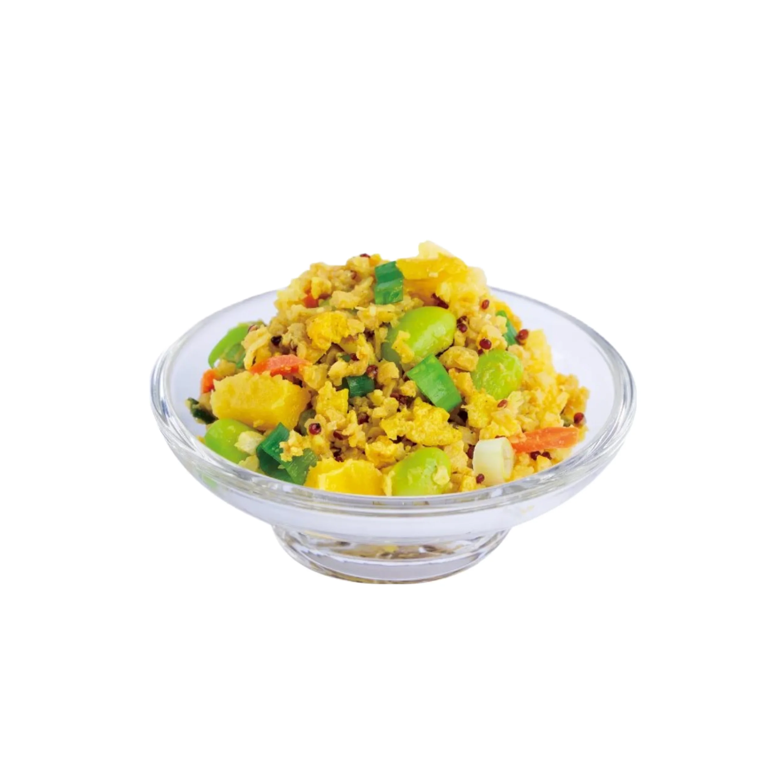 Low fat healthy quick prepare vegan fried pineapple cauliflower rice high in fiber