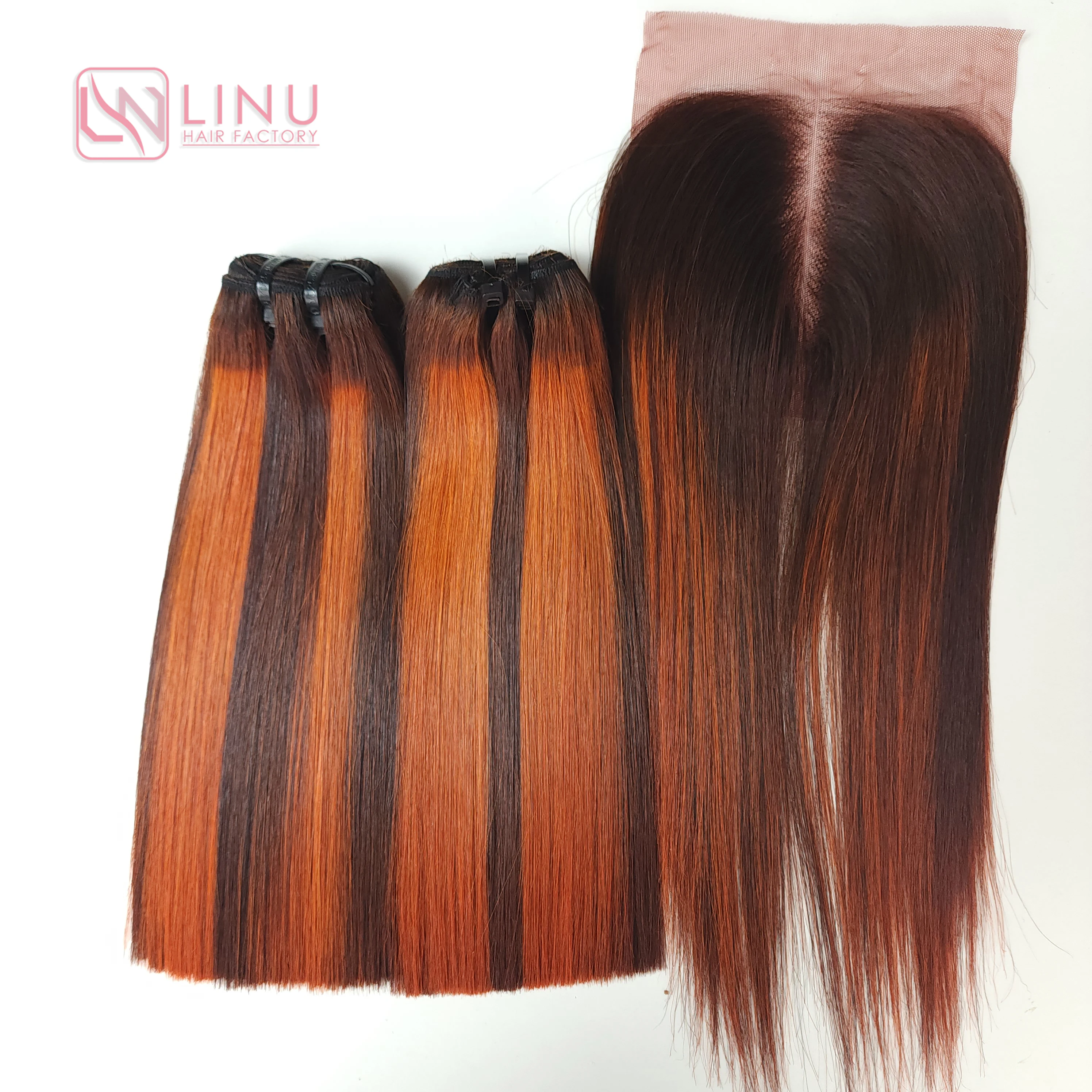 Luxury Piano Color Super Bone Straight Silky Vietnamese Raw Hair Bundles Virgin Cuticle Aligned Hair Virgin