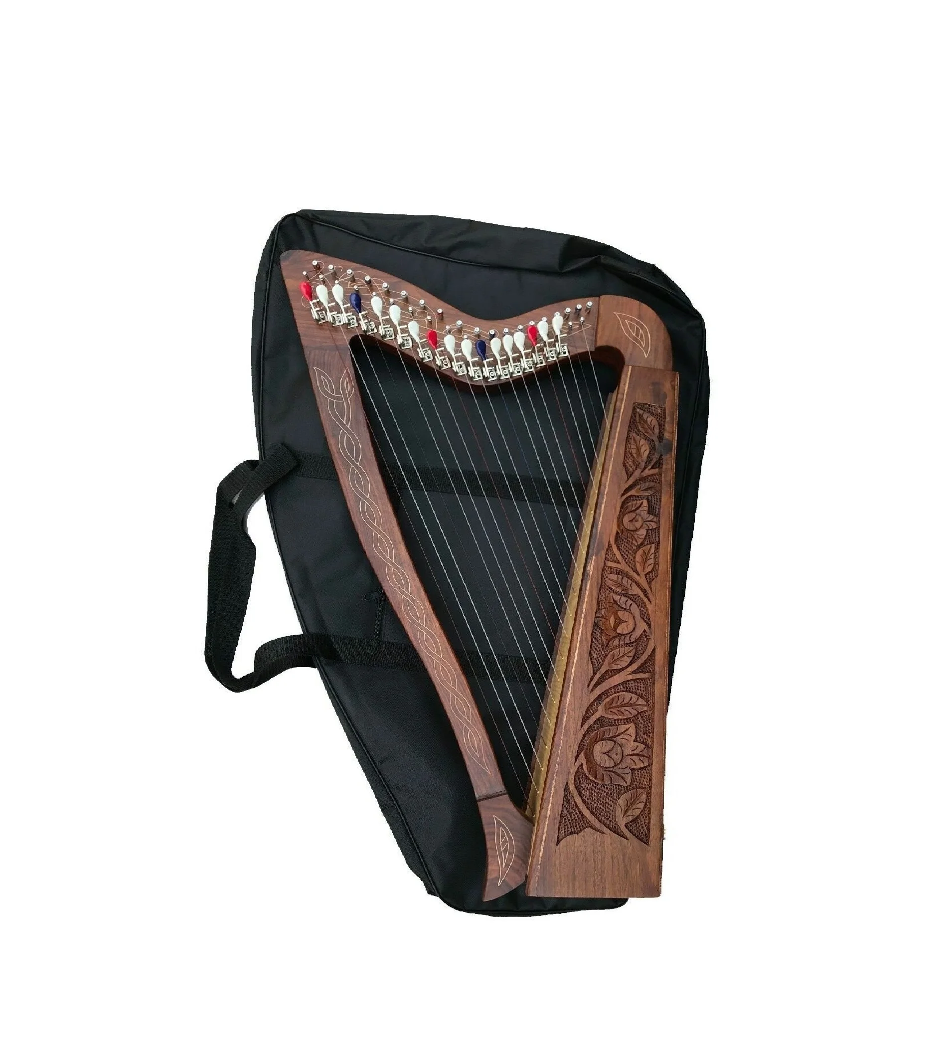 Handmade 19-String Harp with Engraved Design Musical Instruments & Accessories