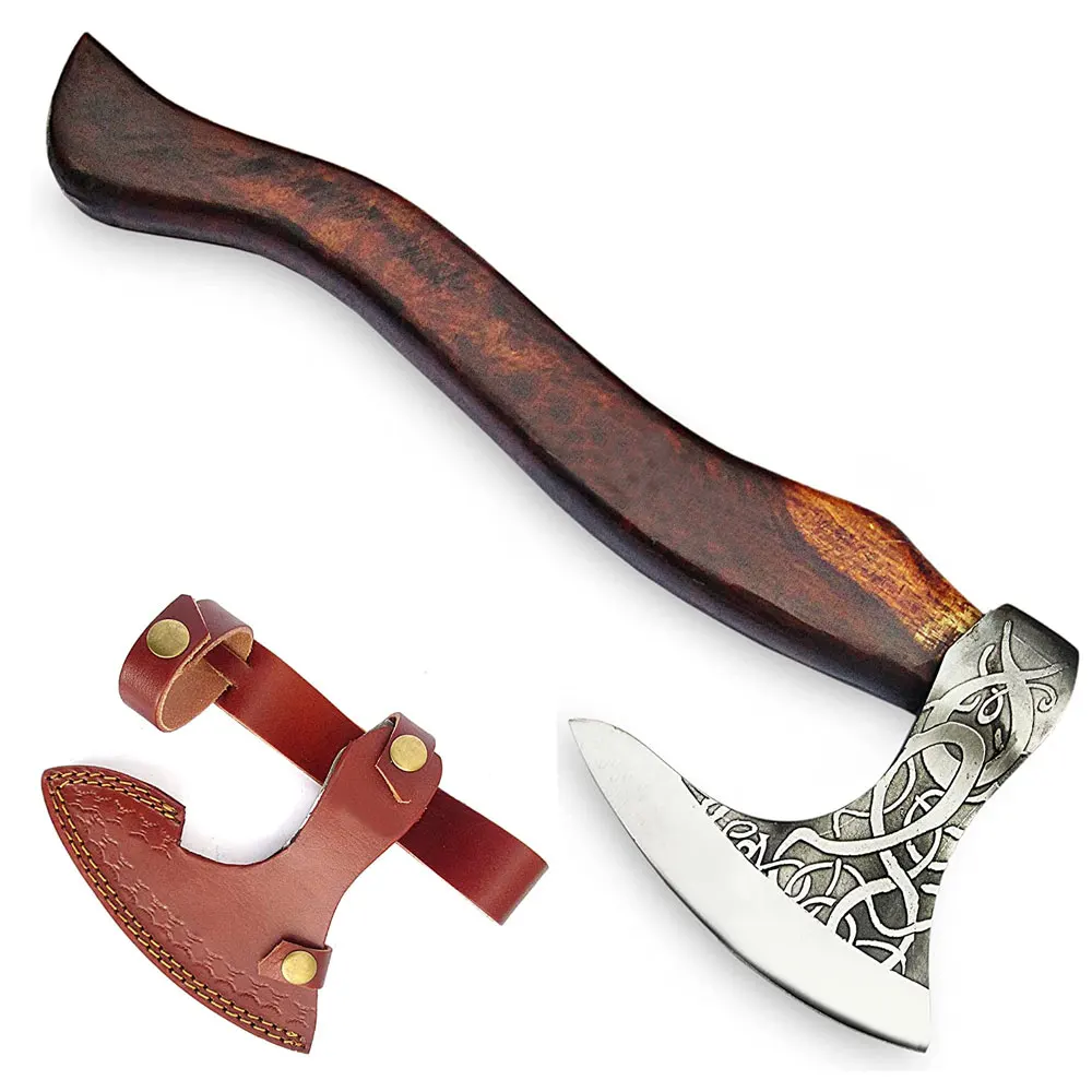 One Of The Best Stainless Steel Multi-tool Axe 2022 Latest Style OEM Services Damascus Axe with Leather Cover