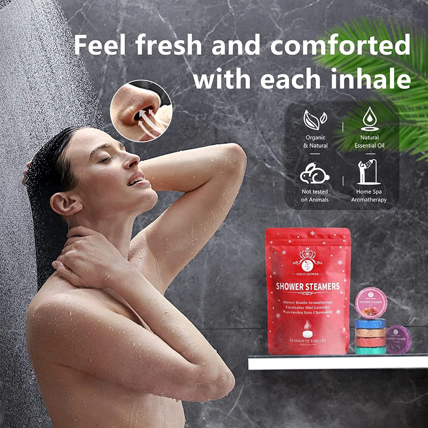 Muran OEM Wholesale Natural private label essential oil Shower Bomb Set Scented Shower Tablet Aromatherapy Shower Steamer