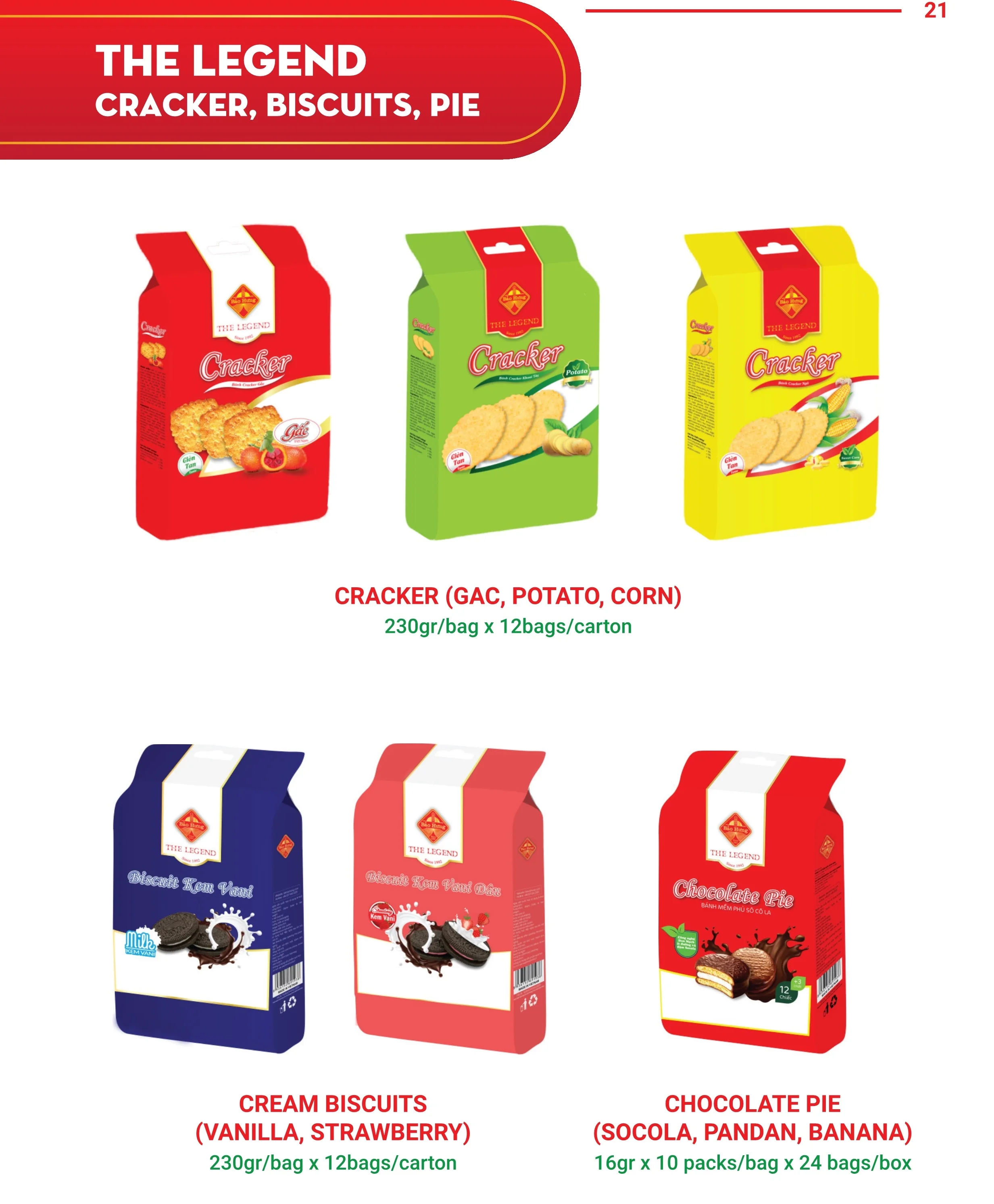 Premium Legend 260g Chocolate Biscuit Bag Vani Strawberry Cream Cookies Potato Flavor Sweet Plastic Box Packaging Made Vietnam