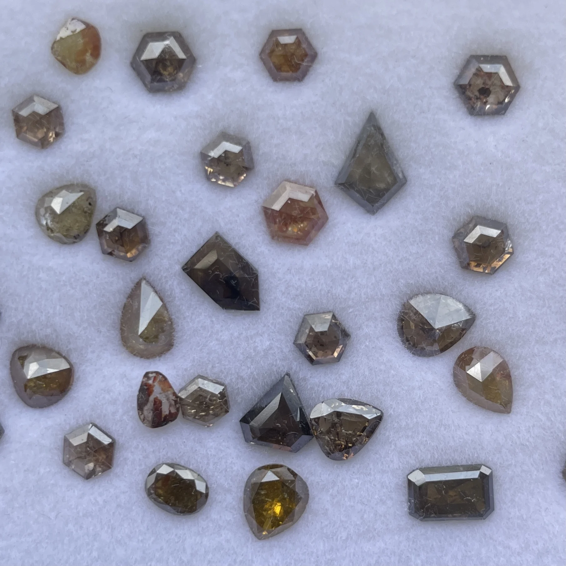 2mm 4mm 6mm Natural Salt Pepper Diamond Hexagon Kite Coffin Pear Round Cut Loose Gemstone Setting Fine Jewelry Fancy Cuts Brown