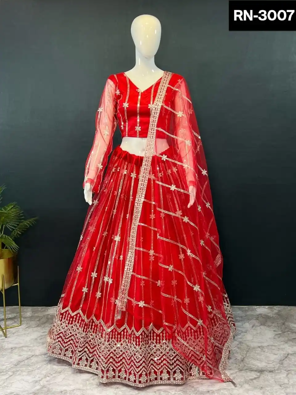 Indian Ethnic Wear Heavy Net Material Lehenag choli with Embroidery and Sequence Work and Can Can Attached in Lehenga for Women