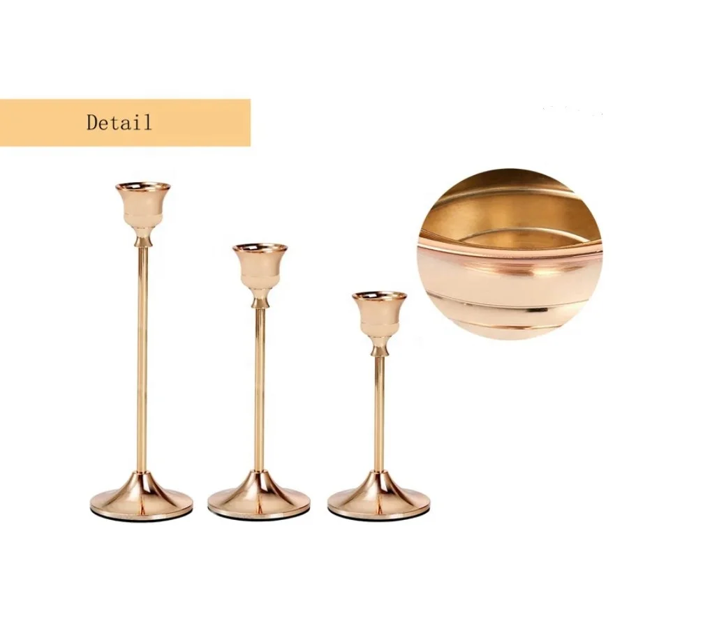 Classic Metal Tabletop Candlestick Handmade Taper Candle Holder for Wedding Bar Party and Home Decor