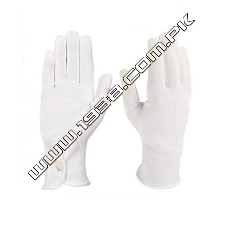 Ceremonial Cotton Gloves Button Wrist Tactical Marching Working Parade Waiters Soft Gloves