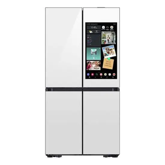 Bespokes 4-Door French Door Refrigerator (29 cu. ft.) with Family Hub in White Glass