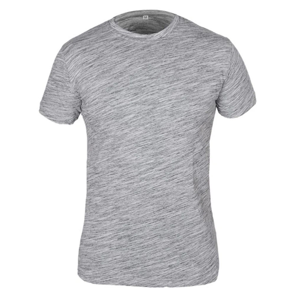 Top Quality Short Sleeve Shirt Polyester 95% Cotton 5% Spandex Gym Wear Muscle Shark Compression Sport 0 neck T Shirt Men