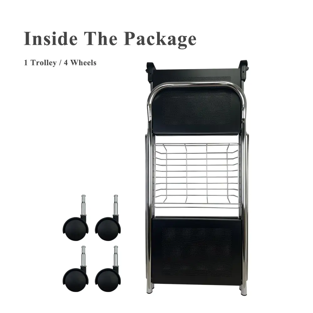 [Holar] Taiwan Made High-Quality 2 Tier Foldable Kitchen Trolley Cart with Two Sides Handles