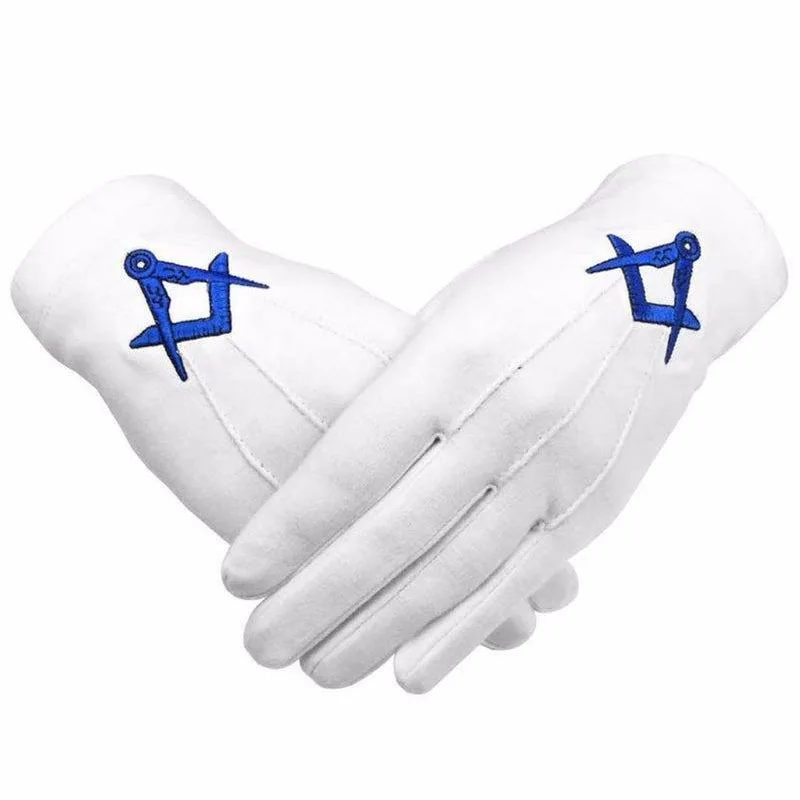 Latest Design Comfortable Masonic Regalia White Soft Leather Gloves Embroidered Logo