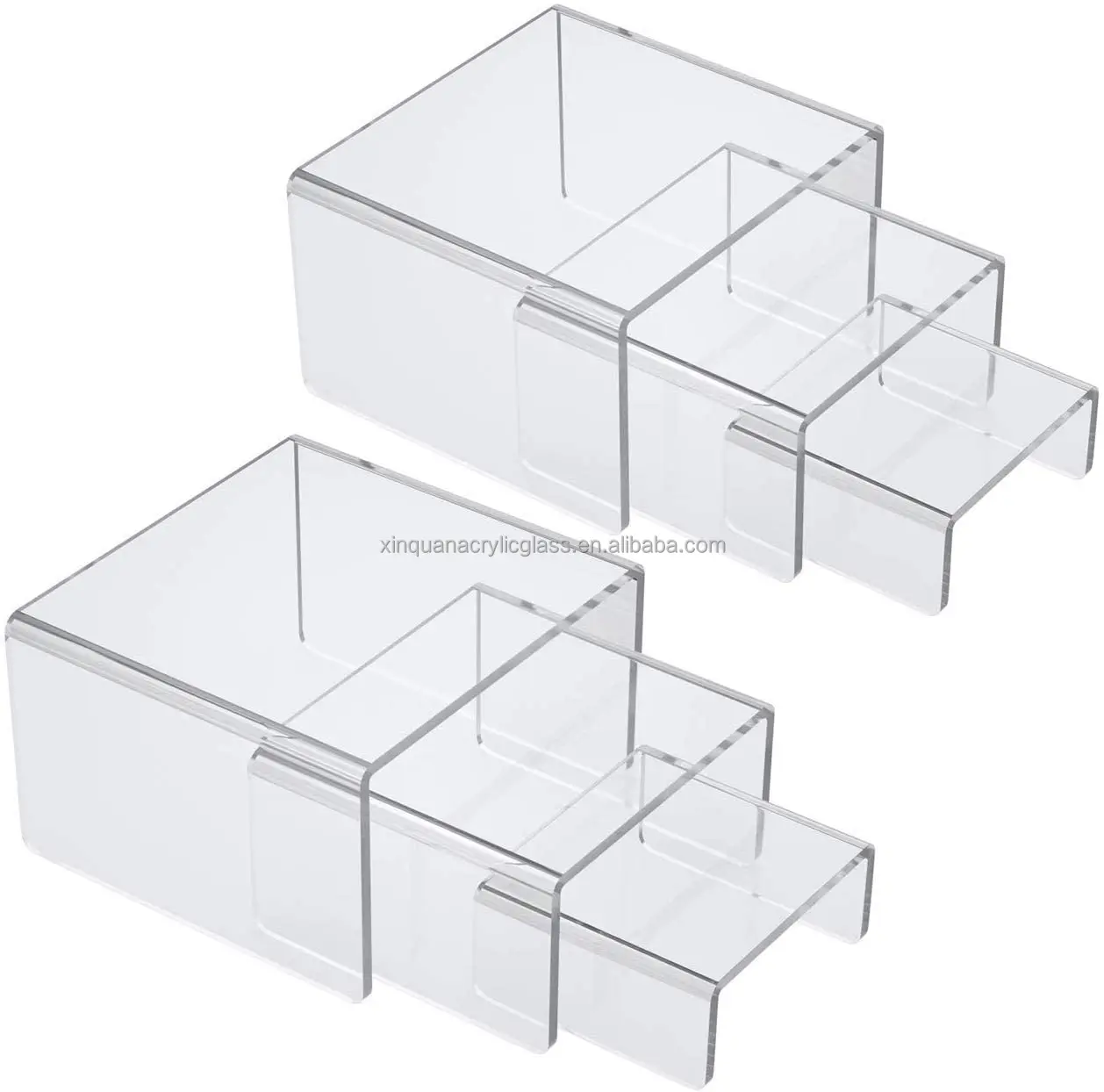 2022 Rectangular Jewelry Display Stands Shelf Showcase Fixtures Clear Acrylic Display Risers Stand