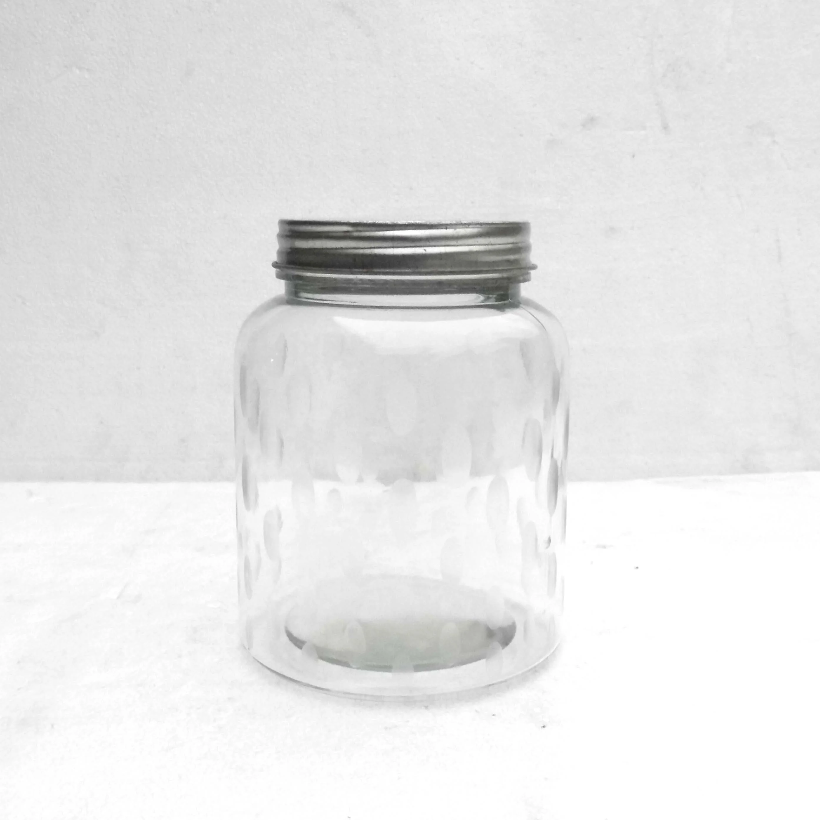glass food storage container jar with private logo engraving round shape glass jar with lid
