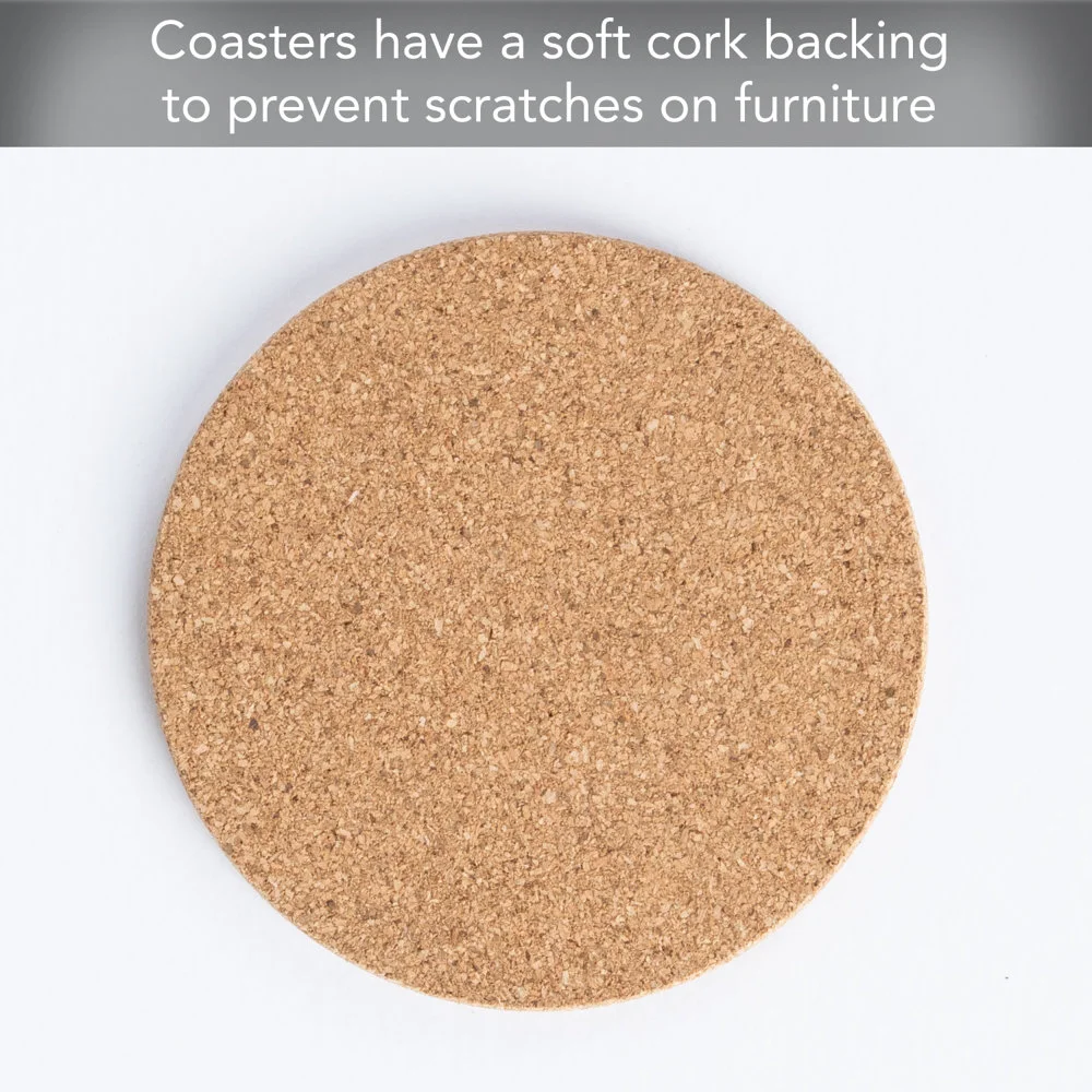 Eco-Friendly  Round  Cork Coasters Set of 4 Absorbent Durable Drink Mats for Home Office Outdoor Events and Parties