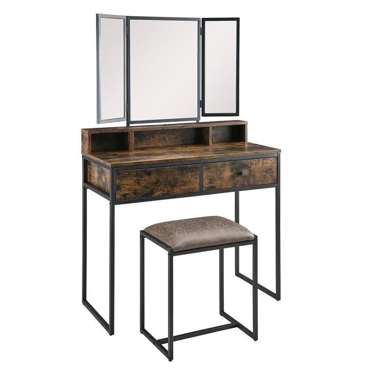 vanity makeup tablet set Vintage vaidades maquiagem coiffeuse avec miroir et tabouret