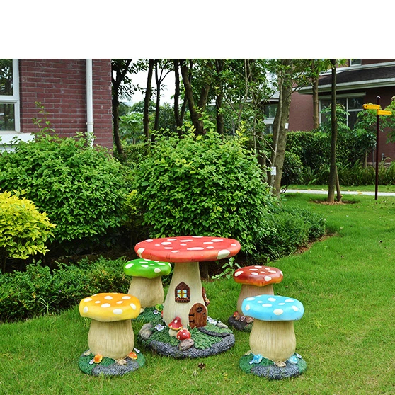 water proof color garden outdoor patio furniture kids cartoon characters mushroom concrete table and chairs for kids