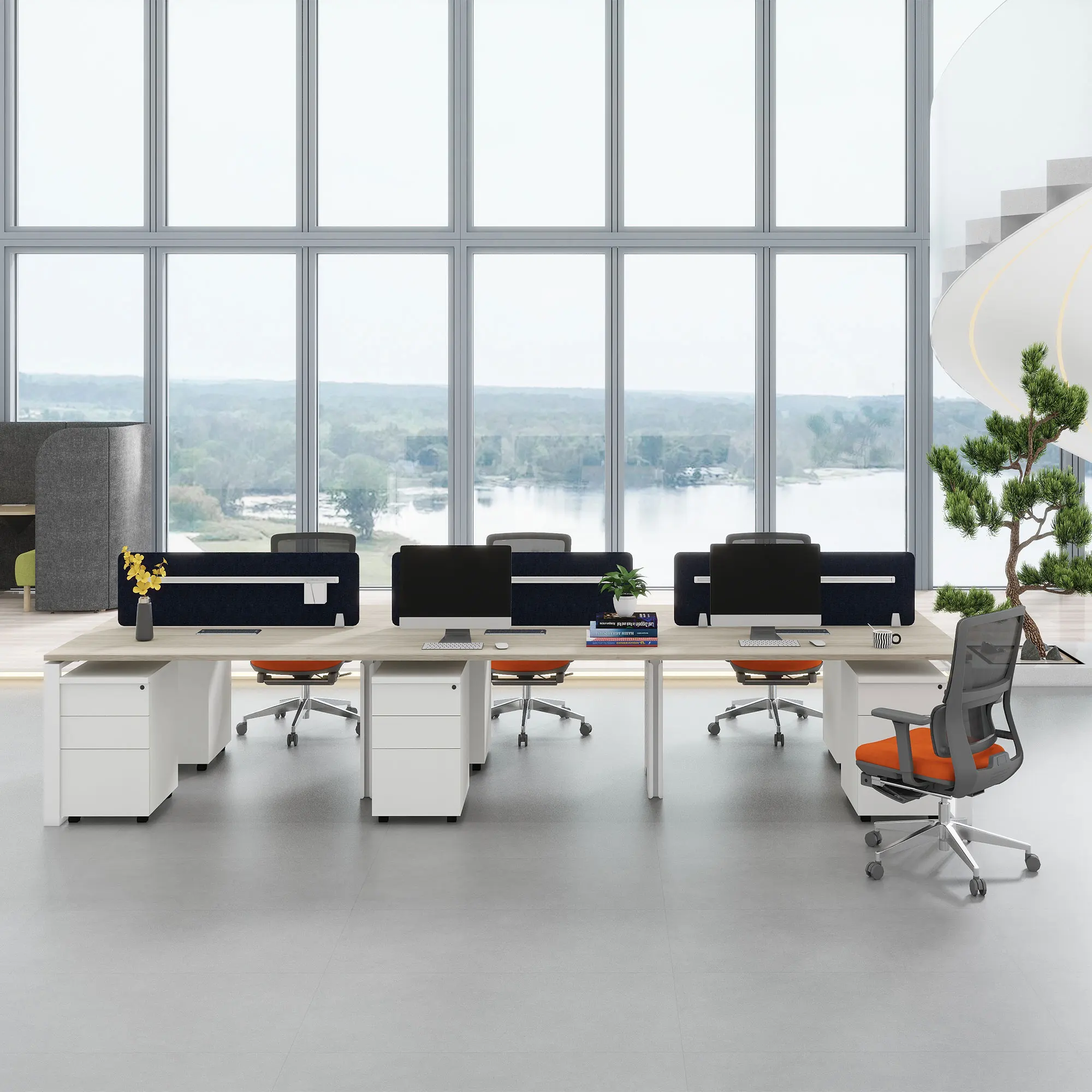 Office Furniture Modern Modular Office Desk 2 4 6 Person Office WorkStation Cubicle For Staff Space