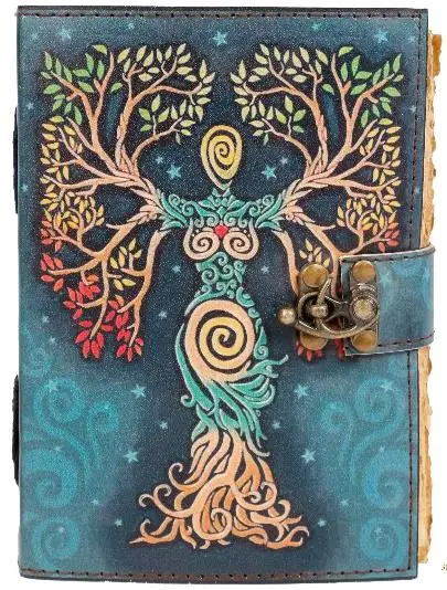 Blank Spell Book Of Shadows Journal With Lock Clasp Vintage Handmade Leather Diary Embossed,Journal Notebook Diary