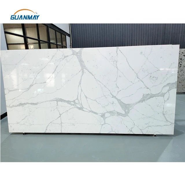 Factory Price calacatta white quartz stone artificial stone slab for kitchen countertop