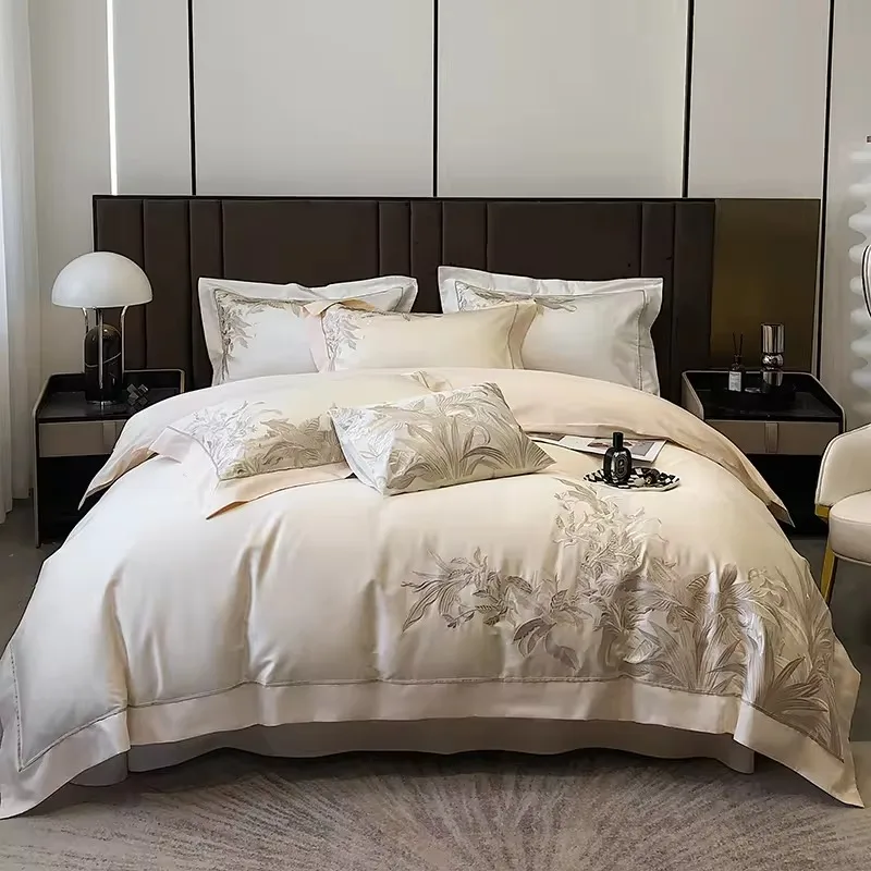 NEW  design customazition 5 Star Hotel100% Cotton Luxury Embroidered Linen Bed Sheet Sets