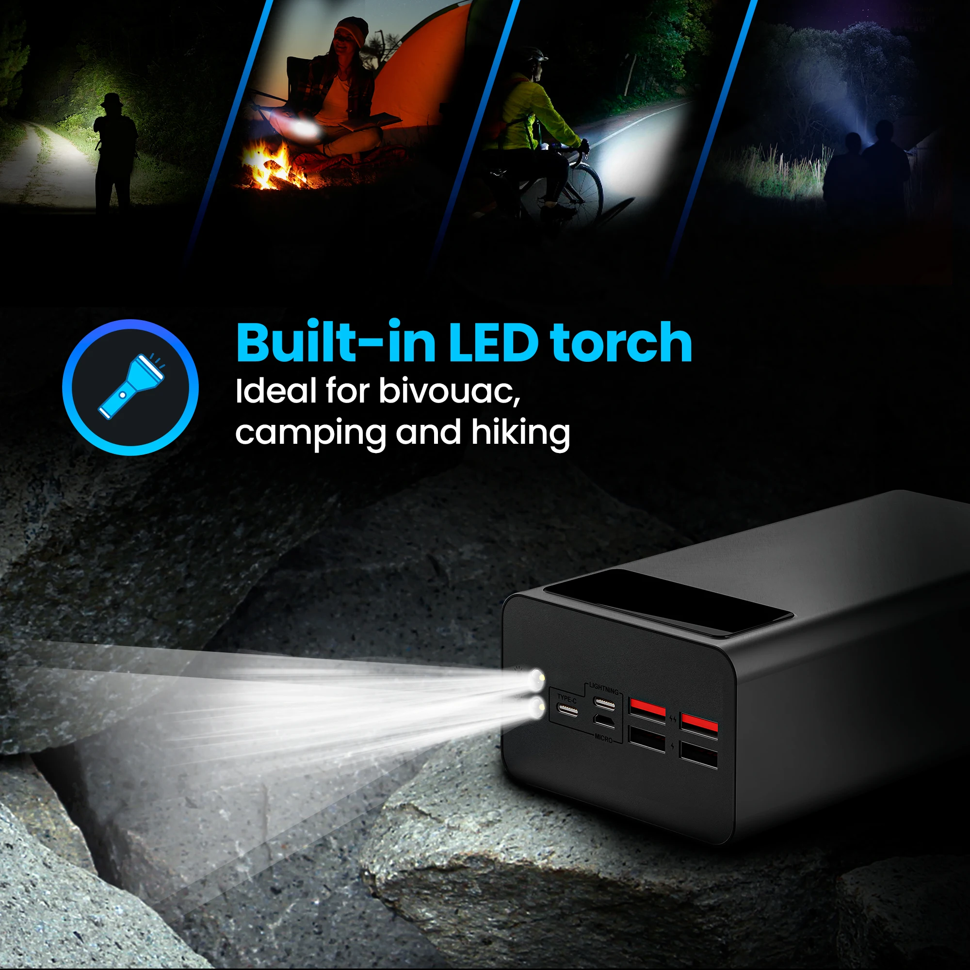 Extralink EPB-114 50000 мАч черный Powerbank Power bank USB-C светодиодный фонарик Функция электроники